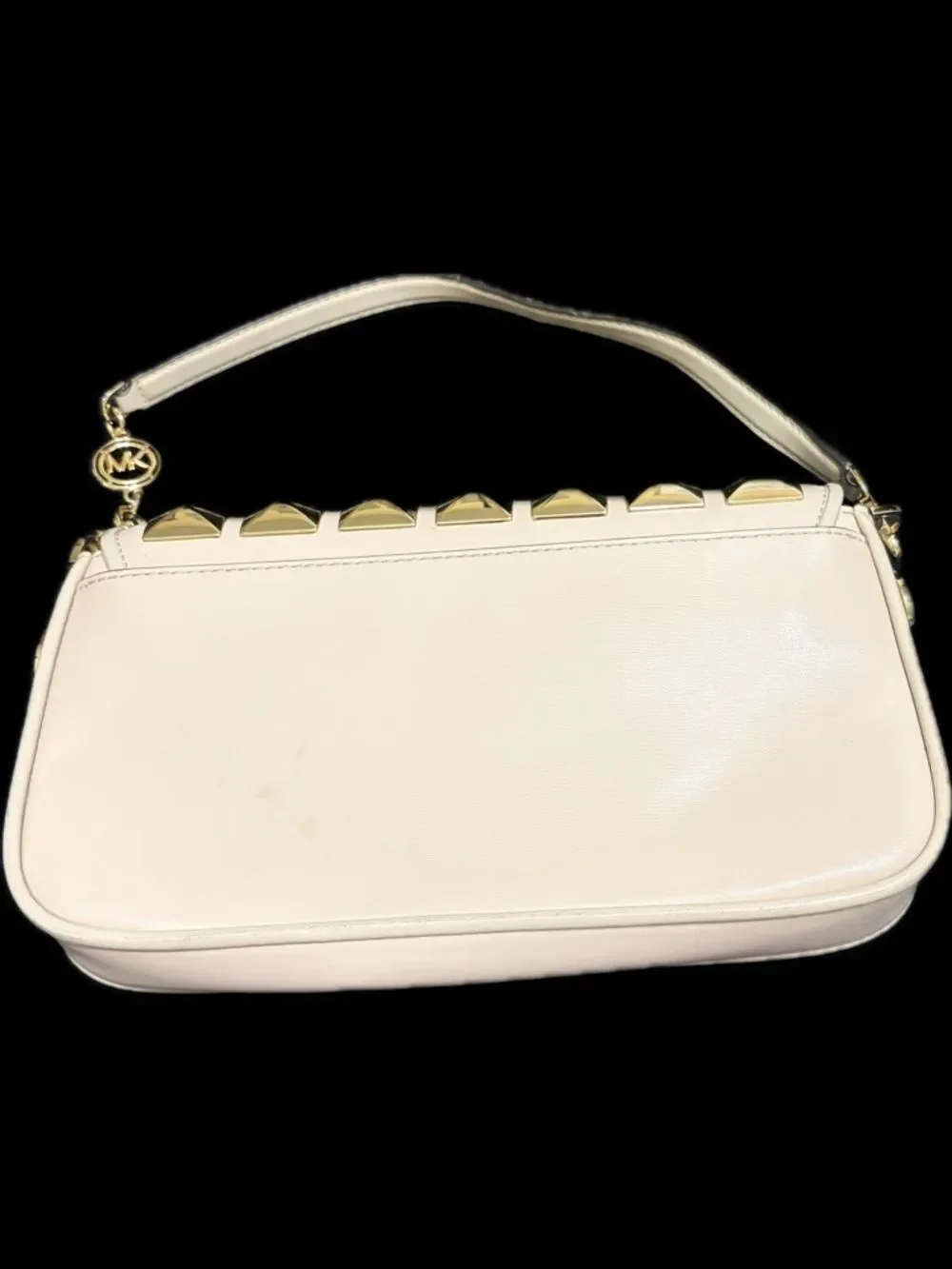 Michael Kors Cream Shoulder Bag with Gold Pyramid Studs Great Condition 11 by 7